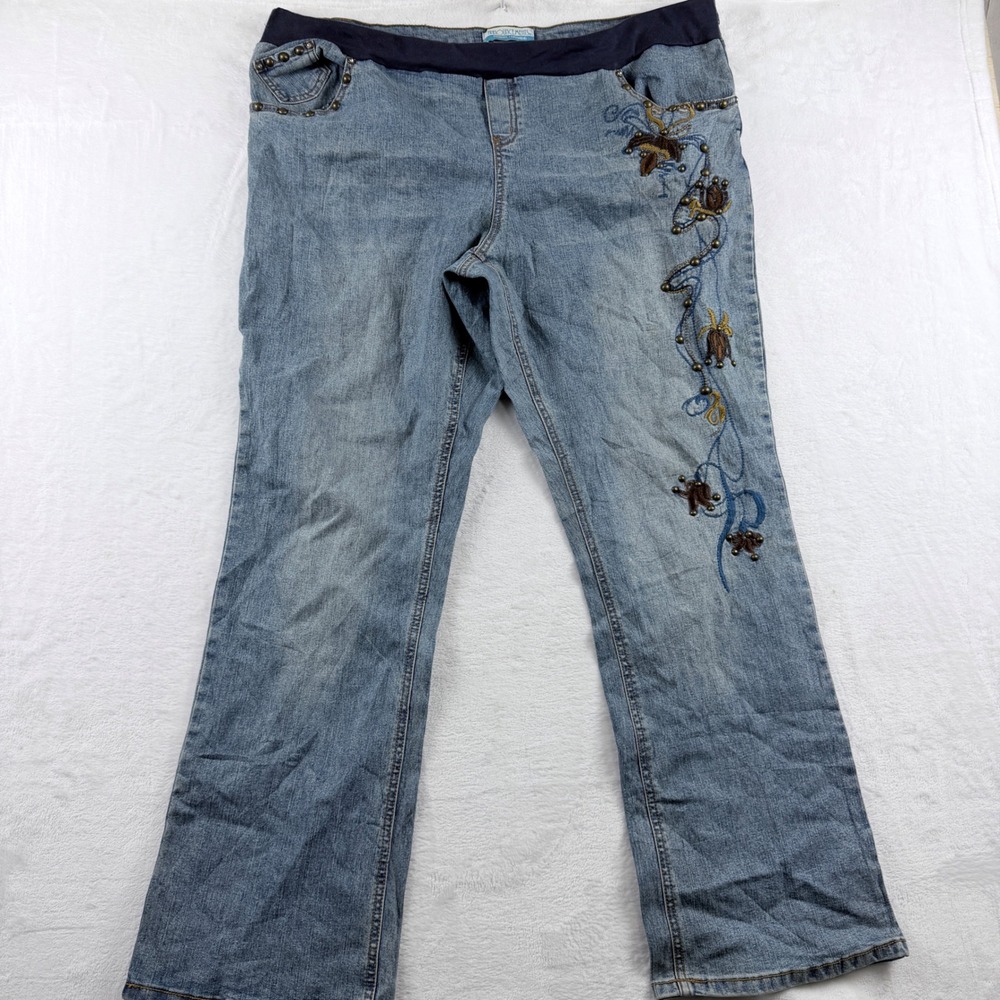 Y2K Announcements‎ Maternity Embellished Bug Embroidered Jeans XL 16/18